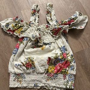 Floral ruffle off the shoulder top